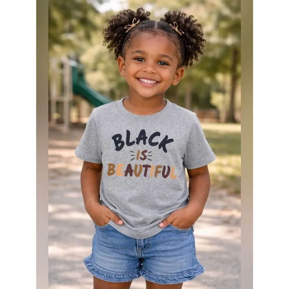 Carter’s Kids Black Is Beautiful Graphic Tee Size 5 Gray Short Sleeve T-Shirt